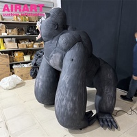 Gorille noir gonflable réaliste, grande mascotte de gorille rugissant pour la décoration de festivals, défilés, clubs et centres commerciaux