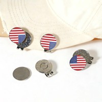 Vente directe usine – Clips de casquette de golf en métal argenté de 25 mm, motif pièce Yuan estampée magnétique, thème sportif, drapeau américain