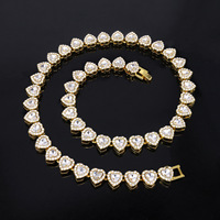 Collar Grueso de Aleación de Zinc con Cadena Cubana de Bambú, Incrustaciones de Cristal y Diamantes de Imitación en Forma de Corazón de 11mm, Estilo Hip Hop, Novedad, de Moda