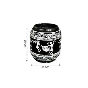 Pot de fleurs décoratif noir élégant pour plantes vertes, support de table, décoration intérieure, bureau, salon - Product Image 2