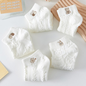 White Ankle Socks Women Breathable Sweat Absorbing Solid Color Anime Cartoon Pattern Regular Casual Style - Product Image 3