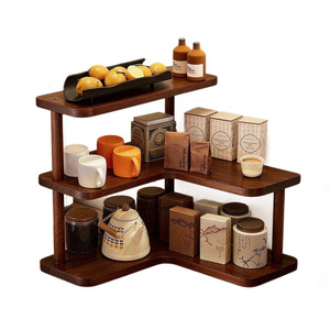 Wooden L-shaped Corner <b>Shelf</b> 3-tier <b>Desktop</b> Storage Rack Cosmetic Organizer Multipurpose Display Stand - Product Image 5