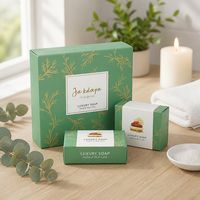 Coffret Cadeau de Savons Personnalisés Imprimés – Emballage en Papier Doré Botanique Vert pour Soins de la Peau Faits Main, Cosmétiques et Produits de Bain (Vente au Détail)