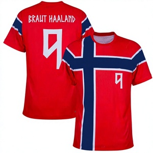Maillot de football de l'équipe nationale de Norvège BLOODLINE INTERNATIONAL pour hommes, rouge, bleu, blanc, 9 Braut Haaland, impression par sublimation, respirant - Product Image 2