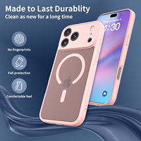 Funda Popular Rosa con Sensación de Piel para iPhone 17 Pro Max para Chica de Lujo Semitransparente para la Serie iPhone con Anillo Magnético
