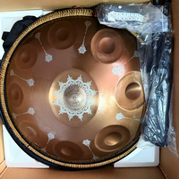 Handpan Mandala Professionnel 22 pouces en Acier Inoxydable 9 Notes D Kurd, Tambour à Langue Haut de Gamme Antidérapant Fait Main pour la Musique