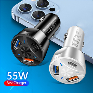 55W 3端口<span class=keywords><strong>USB</strong></span>车载充电器快速充电PD快速充电3.0 <span class=keywords><strong>USB</strong></span> <span class=keywords><strong>C</strong></span>车载手机充电器适配器适用于iPhone 14 13 12小米三星 - Product Image 2