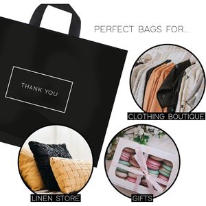 ถุงขอบคุณ ถุงช้อปปิ้งพลาสติกสีดำ หูหิ้วนุ่ม ลายตัวอักษร แพ็ค 50 ใบ - Product Image 5