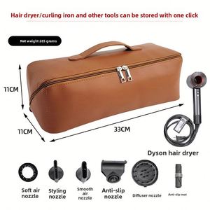 Sac de rangement portable pour sèche-cheveux et fer à boucler/baguette à boucler avec fermeture éclair, en PU, étanche, pour voyage - Product Image 4