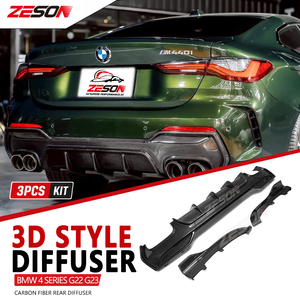 Difusor Trasero de 3 Piezas en Fibra de Carbono Real, Estilo 3D, para <span class=keywords><strong>BMW</strong></span> Serie 4 G22 G23 430i M440i Coupé Convertible, 2020+ - Product Image 1