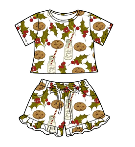 Set all'ingrosso di Top a maniche corte e pantaloncini arruffati per bambini con stampa personalizzata per ragazze <span class=keywords><strong>abbigliamento</strong></span> di bambù alla moda <span class=keywords><strong>estivo</strong></span> comodo - Product Image 4