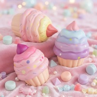 Jouet Squishy Mignon en Forme de Cupcake, à Remontée Lente, en Gelée, Anti-Stress, Cadeau Fidget pour Étudiants et Bureau, en Matériau PU, Unisexe