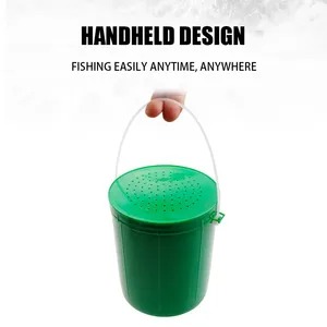 Cubo de cebo de pesca LUSHAZER contenedor de cebo vivo con <span class=keywords><strong>tapa</strong></span> portátil gusano Minnow <span class=keywords><strong>tanque</strong></span> de almacenamiento al aire libre carpa lubina trucha Accesorios - Product Image 3