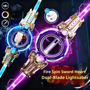 <span class=keywords><strong>Sabre</strong></span> <span class=keywords><strong>laser</strong></span> rétractable à double tranchant en plastique pour adultes et enfants, avec épée <span class=keywords><strong>laser</strong></span> rotative lumineuse, idéal comme cadeau d'anniversaire pour garçons - Product Image 1