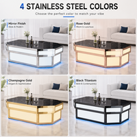 Table de bar moderne avec cadre carré et barre lumineuse LED rechargeable, plateau en métal pour discothèque, bar, mobilier commercial