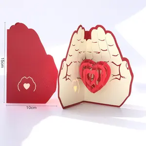Tarjeta de regalo con impresión de papel 3D, modelos pop-up para el Día de San Valentín, tarjeta de felicitación de invitación de compromiso o boda