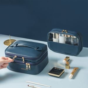 Bolsa de Maquillaje de Viaje Transparente de PVC y Cuero PU Impermeable, con Cierre, para Cosméticos y Artículos de Belleza - Product Image 2