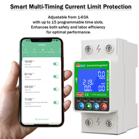 Interruptor Inteligente Wifi RMshebei Tuya Mcb, Medidor de Energía, Medidor de Potencia Digital, Medidor de kWh Monofásico 63A 220V, Temporizador Mcb