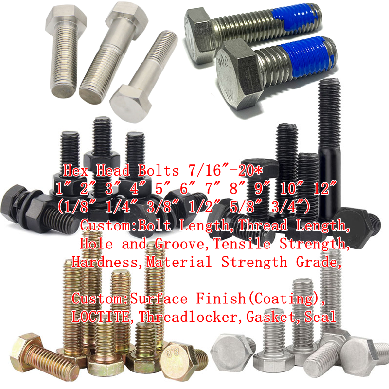 Прецизионные Заводские болты Kamikawa с шестигранной головкой 7/16 дюйма-20*1 2 3 4 5 6 дюймов 7 8 9 10 12 1/8 1/4 3/8 1/2 5/8 3/4