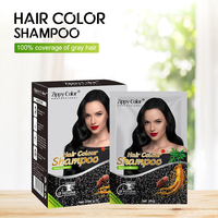 Shampoo colorant capillaire permanent noir Zippy Color Ginseng Argan Oil, sans ammoniaque, à base de plantes, couvrance longue durée des cheveux gris et blancs