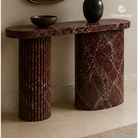 Table console en pierre naturelle personnalisée, double monolithe, pour projets d'hôtels et de villas