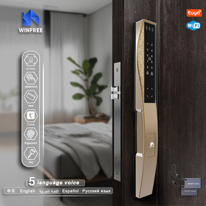 Đa ngôn ngữ hệ thống Rose Gold tuya Wifi sinh trắc học 3D Nhận dạng khuôn mặt thông minh Khóa vân tay mật khẩu thẻ chìa khóa kỹ thuật số khóa - Product Image 5