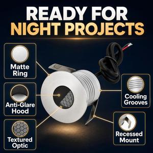 Lampada LED da Esterno <span class=keywords><strong>a</strong></span> Mezzaluna da Incasso 3W DC12-24V, Lampada Direzionale <span class=keywords><strong>a</strong></span> Nido d'Ape per <span class=keywords><strong>Sentieri</strong></span> e Parchi D45-FWBY - Product Image 3