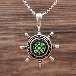 Collar de Cadena de Acero Inoxidable Vintage para Hombre, Colgante de Brújula Posicionable de Moda 2024 de Alta Calidad, Joyería Hip-Hop para Hombre - Product Image 4