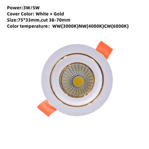 Gledopto-luz descendente para interiores, foco de techo COB empotrado, accesorio de iluminación aislado para uso doméstico, 3W/5W - Product Image 4
