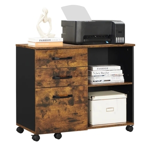 Archivador de madera de 3 niveles con 3 <span class=keywords><strong>cajones</strong></span> y 3 estantes de almacenamiento laterales y ruedas - Product Image 5