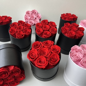 Regalos del Día de San Valentín de Lovebay, rosas individuales eternas en caja, flores de rosas preservadas para siempre reales inmortales eternas en caja redonda - Product Image 6