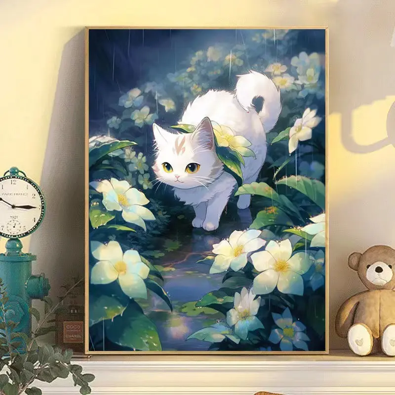 Mooie Katten Schilderen Op Nummer Kit Olieverfschilderij Dier Diy Canvas Digitaal Schilderij 40X50 Cm