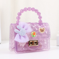 Adorable Sac à Main Gelée en PVC Translucide Motif Dessin Animé Perlé, Couleurs Macaron Scintillantes, Porte-Monnaie pour Filles Tendance, Sac pour Enfants