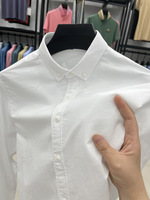 Kemeja Pria 100% Katun Oxford Kerah Kancing Lengan Panjang Warna Solid Kasual Regular Fit untuk Logo Kustom OEM ODM