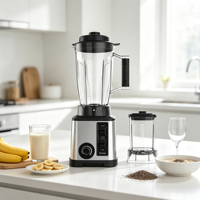 Blender de cuisine robuste avec base en acier inoxydable, pour écraser la glace, avec petit récipient de broyage