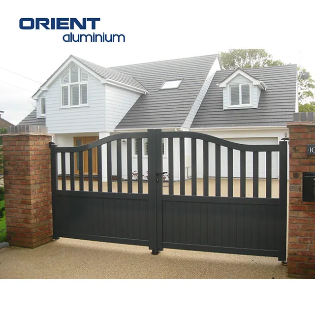 Automatic Double panels swing style Iron driveway gates latest main gate designs decorative aluminum gates