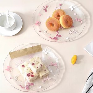 Plato de frutas redondo de vidrio, bandeja para postres, estilo lazo, vajilla para fiestas, 1 unidad - Product Image 2