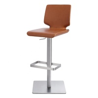 [En stock] Tabouret de bar de style américain en acier inoxydable, dossier réglable en hauteur, rotatif, mobilier de bar de luxe léger