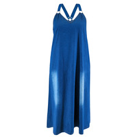 Haute qualité grande taille robes d'été en jean femmes décontracté sans manches col en v profond longues Maxi robes en jean pour les femmes