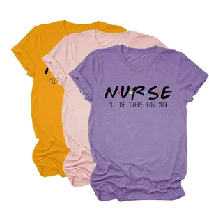 T-shirt à manches courtes avec logo pour femme infirmière avec impression personnalisée