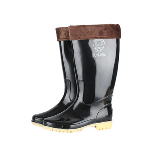 Botas de Lluvia Acolchadas de Algodón para Invierno, Negras, Tacón Bajo, Unisex, con Forro Cálido Extraíble y Suela Antideslizante - Product Image 4