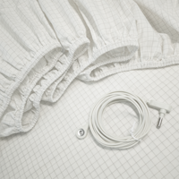 Drap-housse de mise à la terre blanc en coton biologique 80 % et argent conducteur 20 %, taille double, avec cordon de mise à la terre