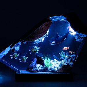 Lámpara de Resina y Madera con Diseño de Orca, Ballena y Tortuga Marina, Modelo 3D, Luz Nocturna Regulable RGB, Decoración Oceánica para Dormitorio, Regalo de Halloween - Product Image 6