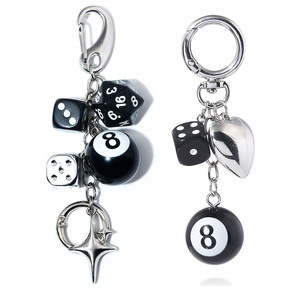 Nuova stella biliardo nero 8 portachiavi Y2k dadi portachiavi Starburst borsa ciondolo ciondoli portachiavi - Product Image 2