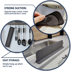Protection anti-éclaboussures d'eau en silicone souple de qualité <span class=keywords><strong>alimentaire</strong></span> pour évier de salle de bain et de cuisine - Product Image 4
