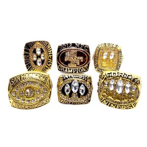 Bague de championnat de football NFC <span class=keywords><strong>San</strong></span> Francisco 49ers en alliage plaqué or, lot de 6, unisexe, vente en gros - Product Image 4