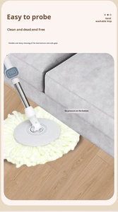 Système de nettoyage domestique, <span class=keywords><strong>serpillière</strong></span> rotative à tête ronde à 360 degrés, <span class=keywords><strong>serpillière</strong></span> en microfibre en acier avec seau, nettoyage des sols à domicile - Product Image 4