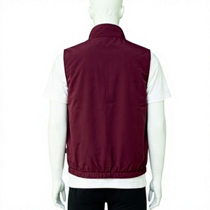 Chaleco sin mangas para hombre, color borgoña, reversible, con cuello alto, cortavientos, informal, con cremallera frontal, color sólido, para invierno. - Product Image 2