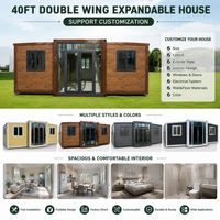 Maison conteneur extensible de 40 pieds, 3 chambres, moderne, préfabriquée, modulaire, à double aile, pliable, villa habitable de 40 pieds