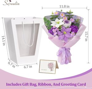 Bouquet di Fiori di Giglio e Rosa Lavorato a Mano all'Uncinetto, Stile Naturale, Bouquet <span class=keywords><strong>Viola</strong></span> <span class=keywords><strong>da</strong></span> <span class=keywords><strong>Giardino</strong></span> 1987 - Product Image 2